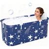 TECKZOON Vasca da Bagno Portatile, Vasca da Bagno Pieghevole per Adulti con Cuscini per Interni ed Esterni, Doccia Idromassaggio SPA, 120 x 55 x 50 cm (Blu)