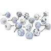 Ajuny Set da 20 Pomelli in Ceramica Grigio e Bianco - Finitura Lucida - Pomelli Decorativi per Ante e Cassetti di Cucina, Armadi, Comò e Mobili da Bagno Maniglie Decorative
