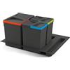 Emuca Set di contenitori con base di riciclaggio per cassetto da cucina trasparente trasparente taglia unica