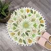 Uphome Piccolo tappeto rotondo da 5 cm carino tappetino da bagno con pompon frange piante floreali lavabile tappeto da bagno morbido antiscivolo circolare tappeto per doccia lavandino polvere stanza