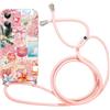 Foonary Cover con Cordino per iPhone 16, Custodia con Collage Aesthetic Estivi Papillon Motivo Laccio Collana Tracolla, Silicone Necklace Regolabile Corda Phone Case per iPhone16 6,1,Fiocco