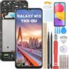 YHX-OU 6.6 Nero+Telaio Schermo per Samsung Galaxy M13 4G SM-M135F SM-M135FU LCD Display Touch Screen Digitizer Ricambio Assembly + Strumento + 1 Pezzo Vetro temperato