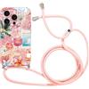 Foonary Cover con Cordino per iPhone 15 Pro Max, Custodia con Collage Aesthetic Estivi Papillon Motivo Laccio Collana Tracolla, Silicone Necklace Regolabile Corda Case per iPhone 15 ProMax 6,7,Fiocco