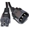 kenable IEC C14 naar C5 Klaver Converter Adapter Stroomkabel - Mannelijke Klaver Stekker naar Vrouwelijke IEC Aansluiting - 0,5 m Zwart