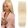 Tuheerst Human Hair Bundles #613 Light Blonde Straight 4x4 Lace Closure Bundel Echthaar Human Hair Extensions Echthaar Tressen Double Weft Remy Hair 24 Inch