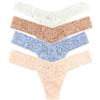 Hanky Panky Daily Lace Original Rise Thong - Mutande Donna in Pizzo Elasticizzate, Set 4 Pz, Tanga Donna con Vita Alta - Slip Donna Cotone e Nylon, Lingerie per Completo Intimo Donna, Taglia Unica