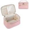 Wandering Nature Borsa per trucchi, organizer da viaggio per pennelli da donna, in pelle ecologica vegana, rosa, Design elegante