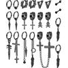MILACOLATO 21 set di orecchini a cerchio in acciaio inossidabile 316L per uomini e donne, con catenina, orecchini punk gotico, Kpop a foglia croce, orecchini unisex in acciaio, Acciaio inossidabile