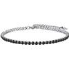 FOCALOOK Cavigliera da donna in acciaio inossidabile/placcato oro 21+5 cm, bracciale da tennis alla caviglia decorato con pietre in zircone cubico bianco/nero da 3 mm, Acciaio inossidabile