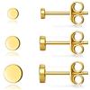 CERSLIMO Orecchini da donna in argento 925, piccoli per uomo e donna, 3 paia di piccoli orecchini in argento oro rosa, rotondi, set piatto (2 mm/3 mm/4 mm) con cartilagine delicate, trago, helix