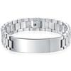 Bling Jewelry Bracciale ID con targhetta identificativa personalizzabile con nome inciso, cinturino a maglie per uomo, tono argento in acciaio inossidabile, 8,5 pollici.