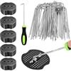 IYEREER 101 PzPicchetti Telo Pacciamatura, 10 cmPicchetti per Telo Pacciamatura, Picchetti a U Giardino, Picchetti Ancoraggio con Rondelle, Paletti per Recinzione Tenda da Campeggio Tessuto Erba Artificiale