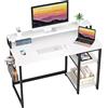 GreenForest Scrivania con Supporto per Monitor, 100cm Scrivanie Salvaspazio con Scaffali Reversibile, Scrivania Ufficio Moderna Multifunzionale, Montaggio Facile, Bianca
