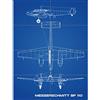 Artery8 Messerschmitt Bf 110 Fighter Bomber Blueprint Plan XL Poster gigante a pannello (8 sezioni)