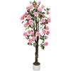 GarveeLife Albero di rosa artificiale per interni ed esterni, 75/80/90/105/120/150 cm, albero artificiale con tronco di legno naturale e fiori realistici per la casa