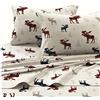 Tribeca Living Plaid Moose Stampato Flanella Tasca Profonda Lenzuolo Set, Multicolore, Plaid Moose, Completo