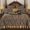 Loom and Mill Biancheria da letto damascata ultra morbida con federe europee, copriletto, cuscini decorativi imbottiti Cambridge, fibra sintetica, bronzo oro, king size