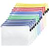Fousenuk 12 Pcs A3 Sacchetto di Zip Impermeabile, Borse di File Mesh, Trasparenti Cartelline Portadocumenti, Buste Plastica Zip, Sacchetto del Documento per Documenti, Ricevute, Cosmetici, 5 Colori