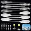 QingWing 25 Pezzi Bombarde da Pesca Galleggianti Kit 6g-20g, Bombarda Pesca Mare in Acrilico Galleggianti e Semi Affondanti con 5 Girelle Triple e 10 Ferma Filo in Due Misure, Accessori Trota