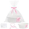 Yiomxhi Cesto Regalo Vuoto con Sacchetto in Cellophane e Nastro, Cestini Portaoggetti Intrecciata con Manici, Scatola Contenitore per Baby Shower Matrimoni Compleanni Natale (Blanco)