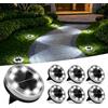 Jsdoin 6 Pezzi Luci Solari da Giardino, 8 LED luci solari da pavimento impermeabili per esterni in acciaio inox, per vialetti, terrazze, esterni, prato, vialetto (Freddo Bianco)