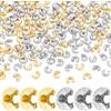 Beebeecraft 160 pz 2 Colori Ottone Crimpare Perline Coperture 5.5mm Piccolo 14K Oro e Platino Placcato Semicircolare Aperto Crimpare Nodo Perline Coperture Tappo Cordone Terminali per La Creazione