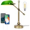 FIRVRE Lampada da banchiere verde, dimmerabile, vintage, LED da scrivania con funzione di ricarica, lampada da tavolo touch, dimmerabile, e27, per studio, casa, ufficio, soggiorno, camera da letto