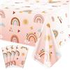 QUERICKY 4 Pack tovaglie arcobaleno Boho, 130x220cm Boho Party Table Cover, decorazioni per feste arcobaleno per feste di compleanno Boho, retro Hippie Boho Party, Baby Shower Party Supplies