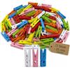 MIJOMA Mini mollette in legno 72 pezzi colorati - per foto, confezione regalo e decorazione da tavolo - 25 mm con molla in metallo - decorazione fai da te