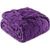 Exclusivo Mezcla Coperta Plaid Pile di Flanella per Divano, 130x150 CM Coperta Letto Singolo con Motivo a Scacchi, Morbida e Calda, Viola