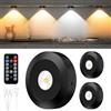 JVURICE Faretto senza fili Puck Light Piccoli Faretti Luminosi Lampada Lumic Reglette Led Wireless 180H 3000k/4500k/6000k Dimmerabile Ricaricabile Timer Telecomando Rotondo Luce Per Cucina, Armadio