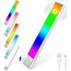 Euakee 23CM RGB IC LED Lightbar Senza Fili con Rilevatore di Movimento, Luce Sotto Armadio Cucina Dimmerabile, Barra Luminosa Ricaricabile USB Luce Notturna per Camera da Letto Decorazione