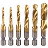 DeWin Trapano maschiatore, set di maschi filettati metrici maschietti M3 M4 M5 M6 M8 M10 - Set di punte e maschi HSS rivestiti in titanio 1/4, 6 pezzi