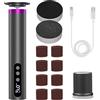 QiquBox 2 in 1 Limapiedi Elettrico Ricaricabile, 9 Velocità Regolabile con Display LCD, Rimuovi Calli e Pelle Morta, Set Pedicure Manicure Professionale con 20 Carte abrasive e Batteria 2000mAh (Grigio)