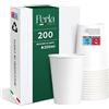 Perla Italia Perla - 200 Bicchieri di Carta da 200 ml - Bicchiere Monouso Biodegradabile Ecologico - Adatto per Bevande Fredde e Calde - Bicchieri per Acqua usa e getta (Bianco)