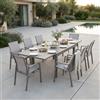 MIlani Home JERRI - set tavolo in alluminio cm 135/270 x 90 x 75 h con 8 poltrone Lotus