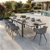 MIlani Home JERRI - set tavolo in alluminio cm 135/270 x 90 x 75 h con 8 Poltrone Dynamo