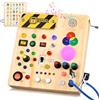 Konijiwa Giochi Montessori 1 anno per Bambini Montessori Busy Board Giochi Legno con 13 Interruttori e 24 luci LED Giochi Sensoriali Giocattolo sensoriale di apprendimento Adatto per 1 2 3 4 anni Bambin