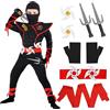 LGZIN Costume da Ninja per Bambini, Vestito Ninja Bambina, Ninjas Costume Ragazzo con Accessori, Ninjas Muscolo Costumes per Cosplay Halloween Carnevale Festa(XL)