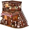 ETKVR Kit per Casa Delle Bambole in Miniatura, kit fai da te per mini Casa per Adulti, kit Book Nook con Luce LED, Diorama, Libreria Decorativa, Regalo per Familiari e Amici - Casa Dessert