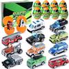 Cleboen Set di Veicoli da Cantiere e Servizio con Uova Sorpresa - Veicoli Giocattolo in Metallo 12 Pezzi, Mini Mezzi Blind Box, Regalo di Compleanno e Feste per Bambini dai 3 Anni