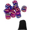 CULEB 10 PCS Dadi,16mm D6 Dadi da Gioco Acrilici,SetDadi con Borsa di Velluto per Giochi da Tavolo,Giochi di Ruolo(Blu-Viola)