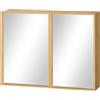 kleankin Specchiera da Bagno in Bambù e Vetro con 3 Ripiani, 2 Ante e Montaggio a Muro, 65.2x14x50 cm, color Legno | Aosom Italy