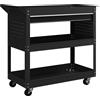 DURHAND Carrello 3 Livelli in Acciaio con Cassetto, Porta Utensili Laterale e Maniglia, Nero | Aosom Italy