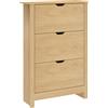 HOMCOM Scarpiera Slim per 18 Paia di Scarpe, 3 Cassetti con 2 Ripiani Regolabili e Rimovibili, 72x26x112 cm, Naturale | Aosom Italy