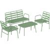 Outsunny Set Giardino 4 Pezzi, Divano Esterno Metallo con Doghe, Verde | Aosom Italy