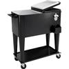 Outsunny Carrello Frigo 76L con Ripiano, Apribottiglie e Raccoglitore Tappi, in Plastica e Acciaio, 91x39x84.5 cm, Nero | Aosom Italy