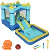 AIYAPLAY Castello Gonfiabile per Bambini 4 in 1, Scivolo, Trampolino, Piscina Palline/Acqua, Canestro, 3-8 Anni, Blu | Aosom Italy