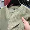 NONE T-shirt da uomo in seta di ghiaccio di bambù a maniche corte in rete, casual, versatile, estiva, elastica, dimagrante per uomo