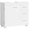 VASAGLE Mobile Bagno con Specchio, Armadio da Bagno, 3 Cassetti, 2 Scomparti dietro l'Anta, Adatto per Lavelli a Colonna, con Piedini, 30 x 70 x 64 cm, Bianco Cloud
